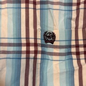 Cinch Shirt Mens L Blue Green Plaid‎ Button Up Long Sleeve Western Cowboy Rodeo